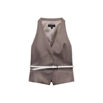 ZARA Vest Women's Brown/Dark Taupe