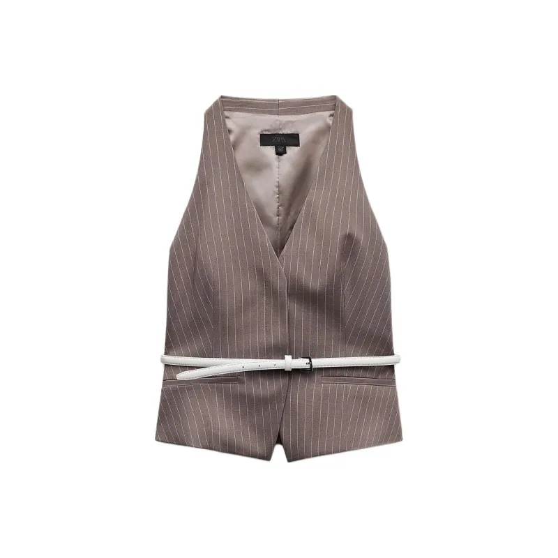 ZARA Vest Women's Brown/Dark Taupe-0