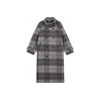 Omont Coats Women's Purple And Gray Plaid