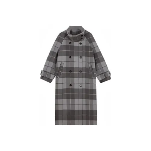 Omont Coats Women's Purple And Gray Plaid