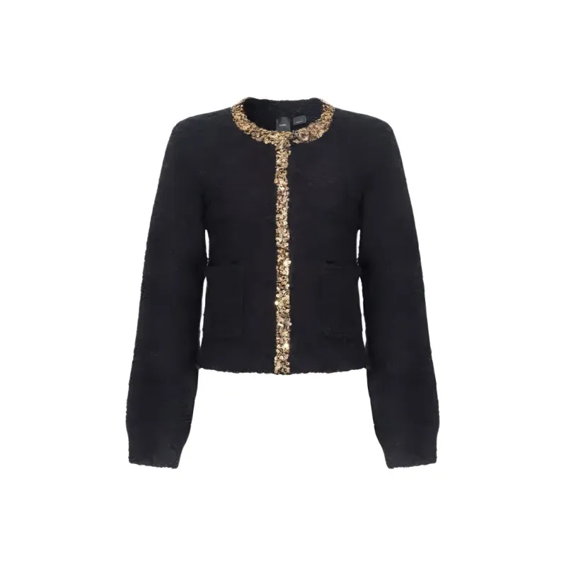 PINKO FW24 Velvet-feel Coat Women's Black-0