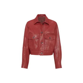 Brunello Cucinelli Cropped Leather Jacket