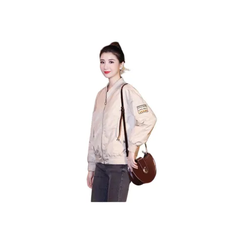 Mo Han Yi Mei Baseball Jacket Women's Apricot