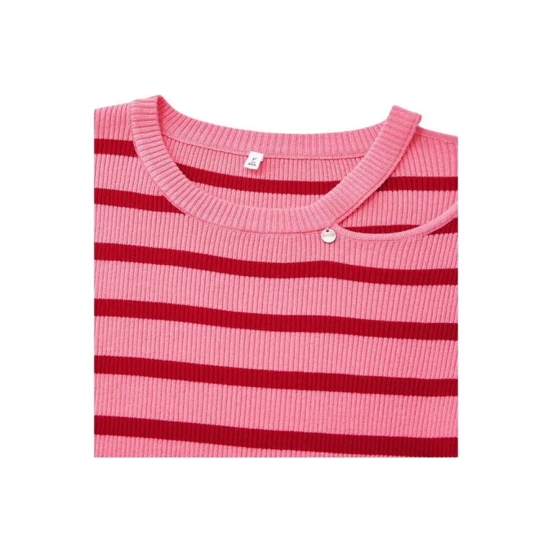 Love To Serve Knitwear Women's Red Pink Stripes 1-3