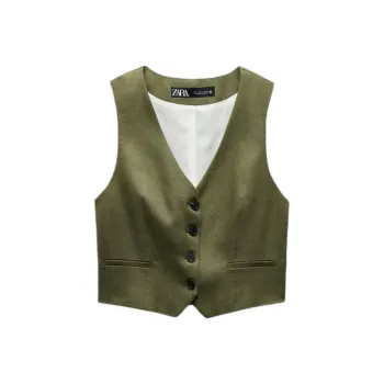 ZARA Vests Women's Green