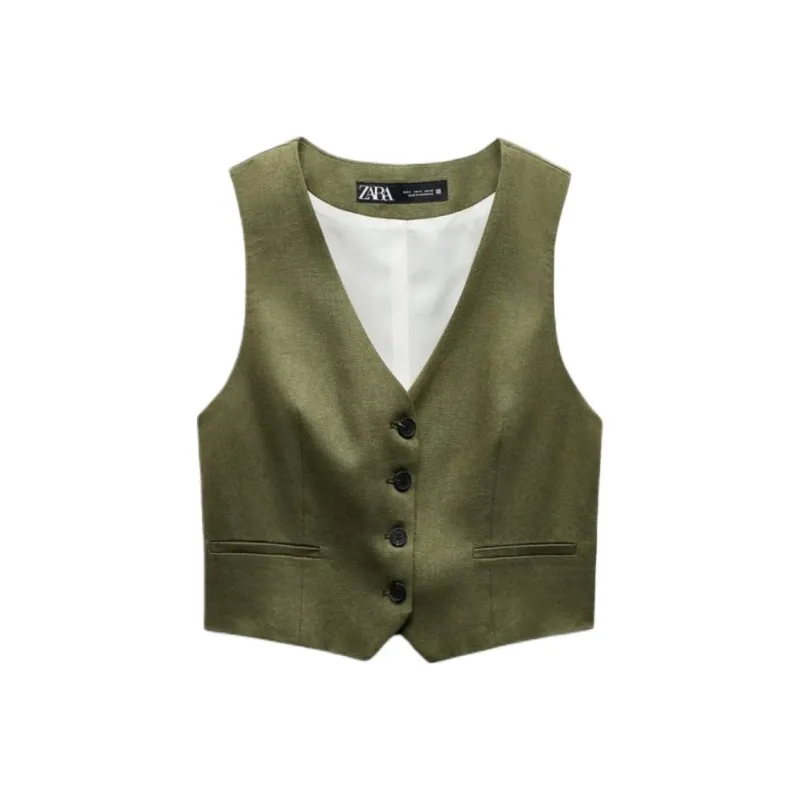 ZARA Vests Women's Green-0