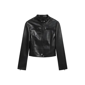 LEMON FAIRY Leather Jacket Women's Black