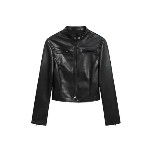 LEMON FAIRY Leather Jacket Women's Black