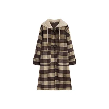 Love To Serve Coat Women's Apricot Coffee Plaid