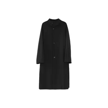 Fstudio Korean Style Petite Commute Long Outerwear Trench Coat Coat Women's Black