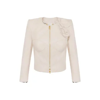 Elisabetta Franchi Flower Appliqués Leather Jacket