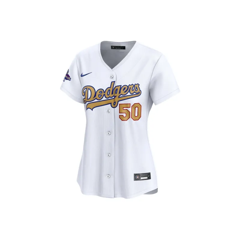 Nike Mookie Betts Los Angeles Dodgers 2024 World Series Champions Gold Women's's Nike Dri FIT Adv Mlb Limited Jersey-0