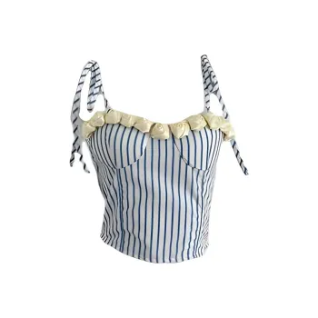 SISC Camisoles Women's Blue White Stripes