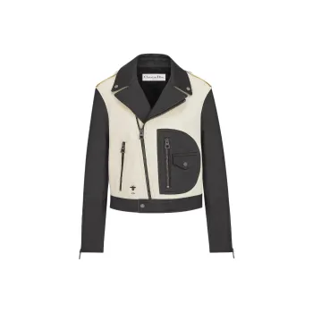 DIOR SS25 Leather Jacket Women's Black White