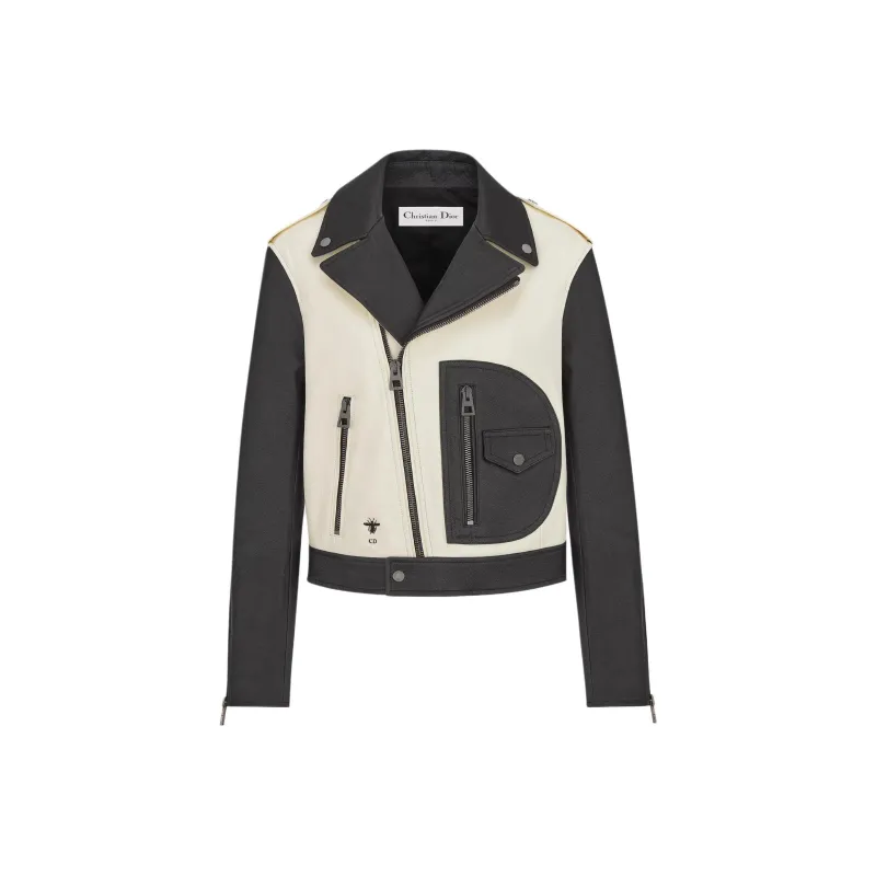DIOR SS25 Leather Jacket Women's Black White-0