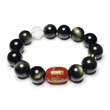 CUIJING Natural Obsidian Bracelets Men's