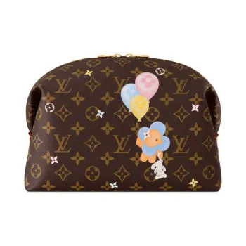 LOUIS VUITTON Coated Canvas Makeup Bag Women's Brown