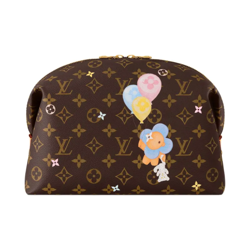 LOUIS VUITTON Coated Canvas Makeup Bag Women's Brown-0