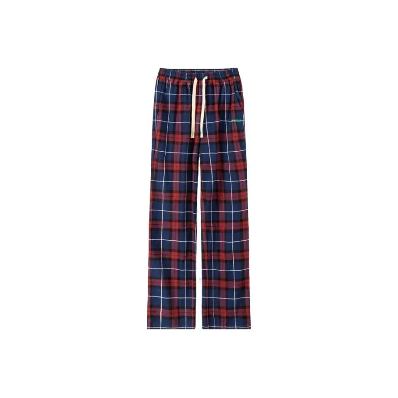 NO ONE ELSE Casual Pants Unisex Red Plaid-0