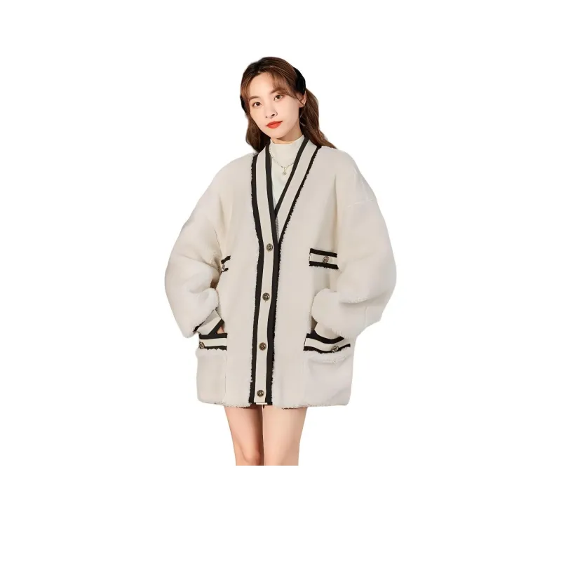 Tonlion Velvet feel Coat Women's Raw White-0