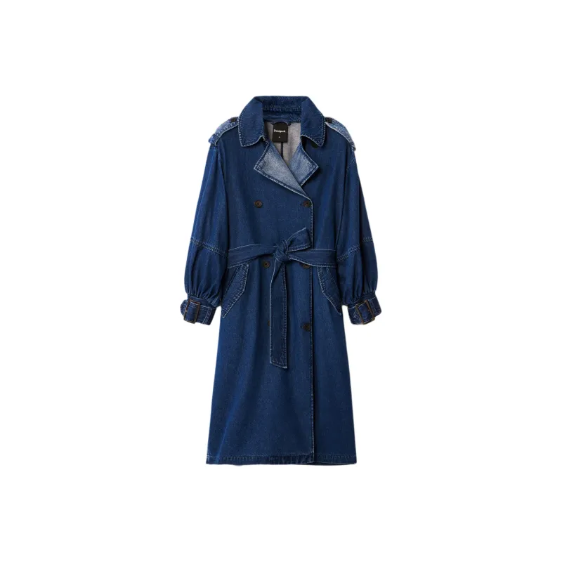 Desigual Trench Coat Women's Blue-0