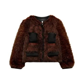 ZARA Velvet feel Coat Women's Dark Brown