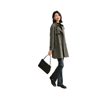 Mo Han Yi Mei Trench Coat Women's Gray Green