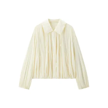 LEDIN Cropped Coat Women's Almond Oil Yellow