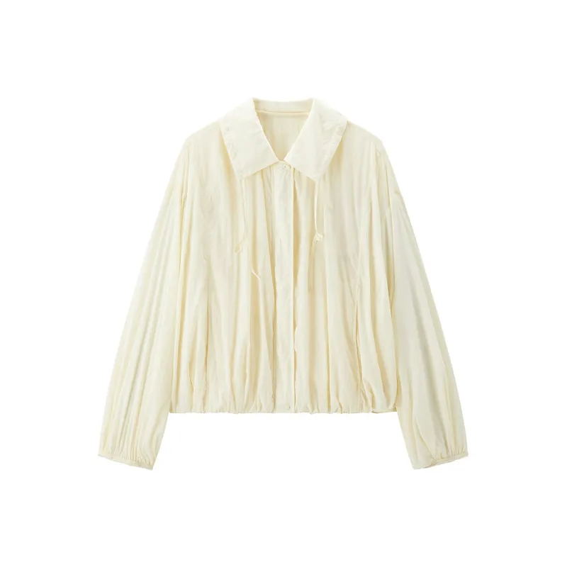 LEDIN Cropped Coat Women's Almond Oil Yellow-0