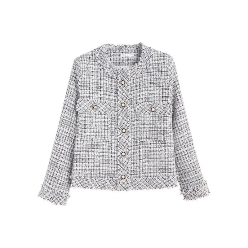 Tonlion Cropped Coats Women's Gray-0