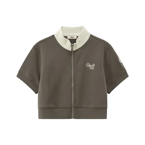 CHUU Cropped Coat Women's Gray Pea Green