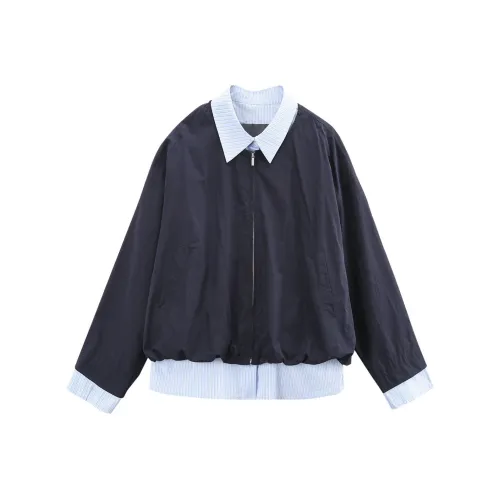 A Paradise For Awakening Cropped Coat Women's Navy Blue