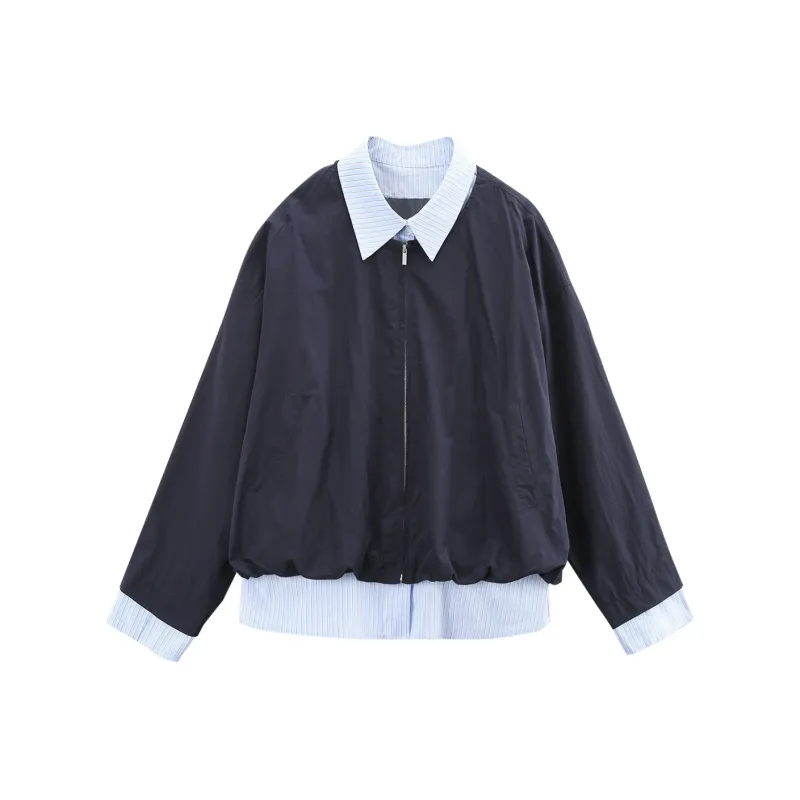 A Paradise For Awakening Cropped Coat Women's Navy Blue-0