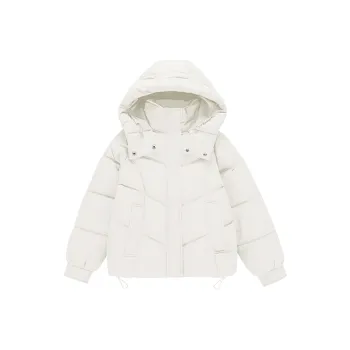 PAZZO Loose Fit Versatile Solid Color Hooded Puffer Jacket Women's