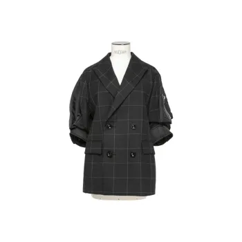 Sacai Windowpane Double Breasted Checked Blazer