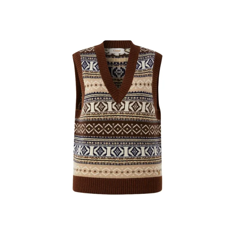 E.land Vests Women's Brown 85Brown-0