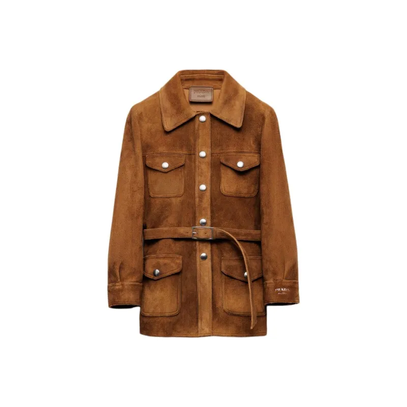 PRADA Leather Jacket Women's Brown-0