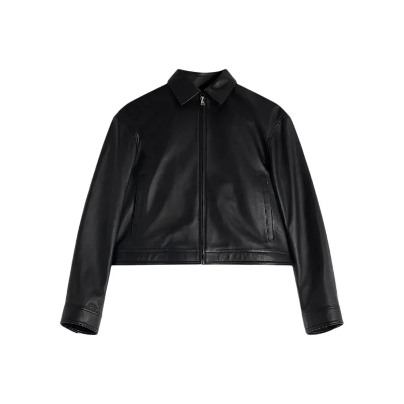 Maison Kitsune Cropped Leather Jacket-0