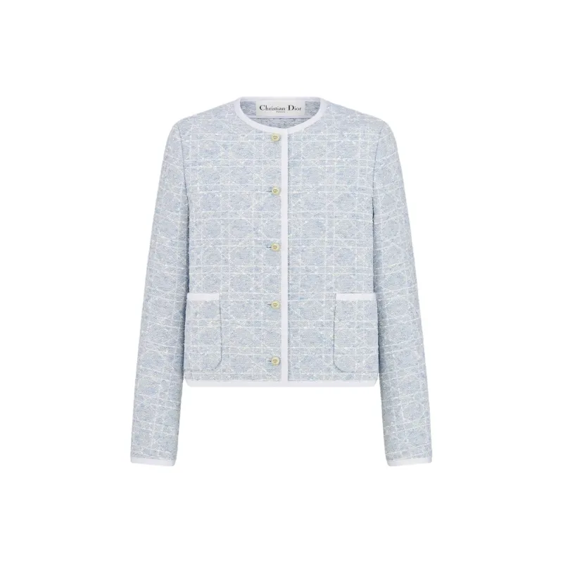 DIOR SS25 Spring Summer Ready to Wear Collection Cropped Coat Women's Sky Blue-0