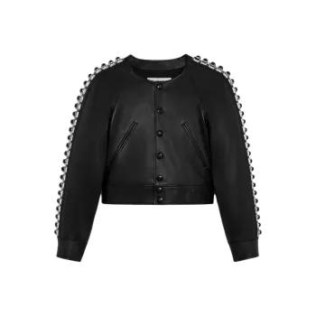 CELINE Embroidered Blouson Jacket In Soft Lambskin