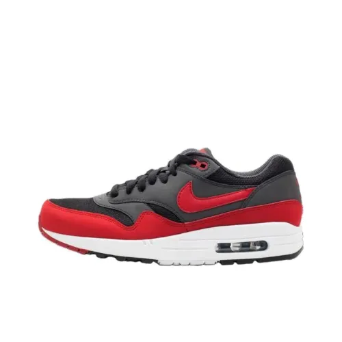 Nike Air Max 1 Anti Slip Wear Resistant Low Top Running Shoes Men's Gray Red