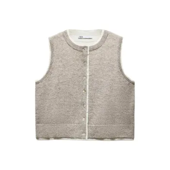 ZARA Vest Women's Gray Mudstone Gray