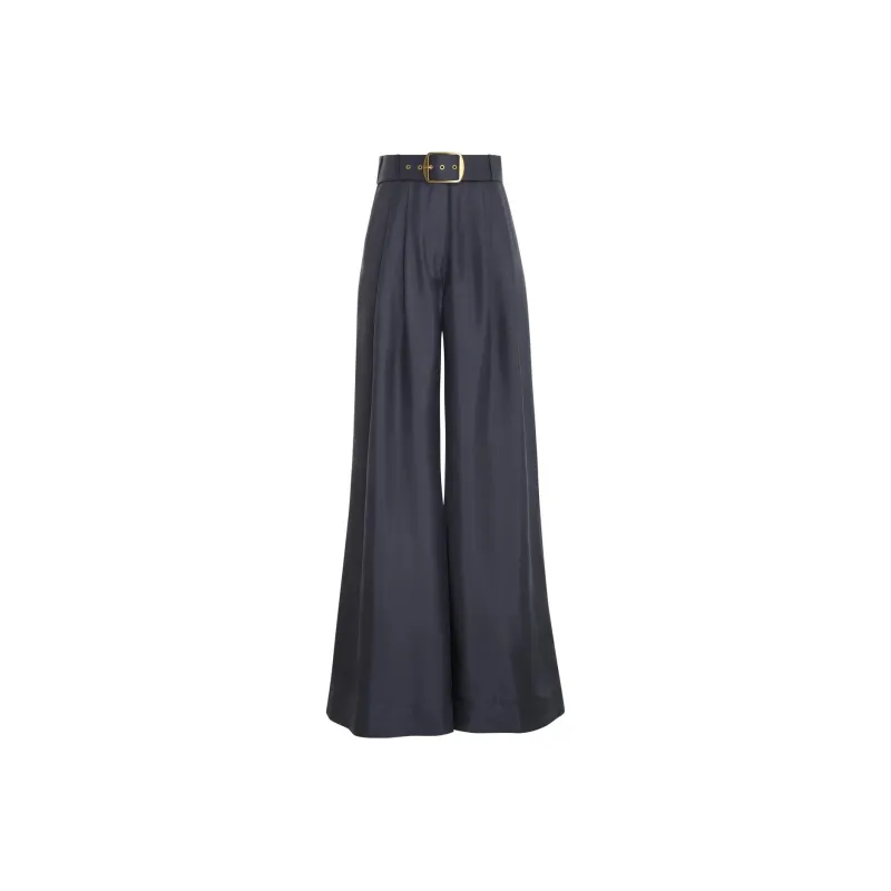 Zimmermann Lyrical Belted Wide-leg Silk Trousers-0