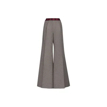 MARNI Logo-Waistband Houndstooth Pattern Flared Trousers