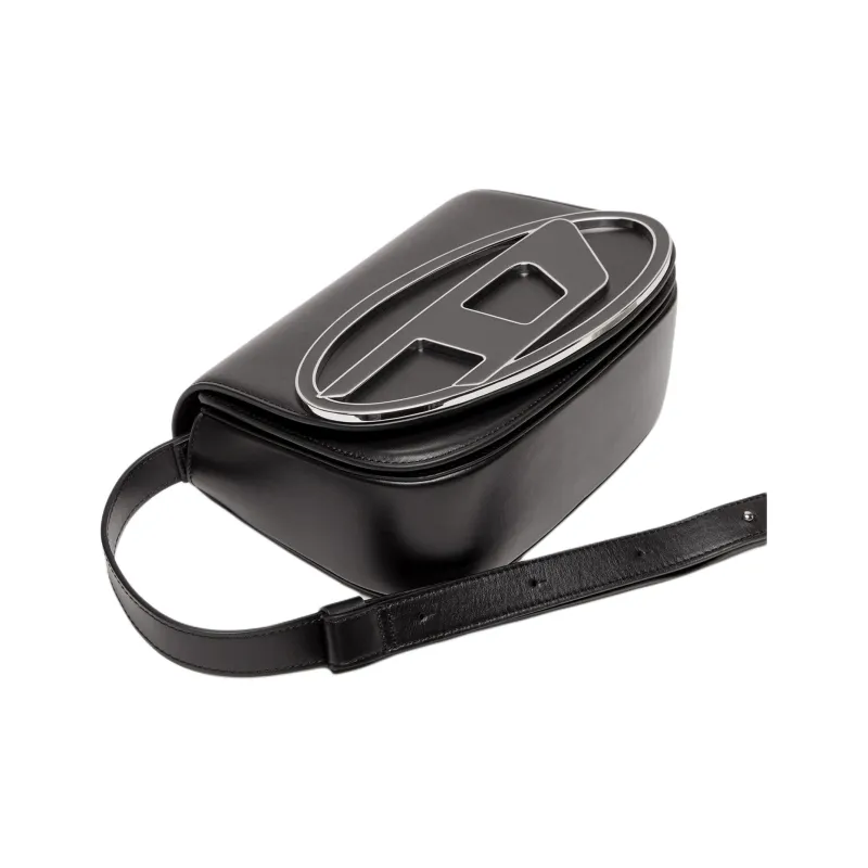 DIESEL Cow Leather Crossbody Bag Medium Size Men's Black-3