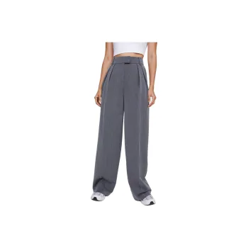 NASTY GAL Essentials Double Pleat Straight Leg Trouser Casual Pants Women's Gray