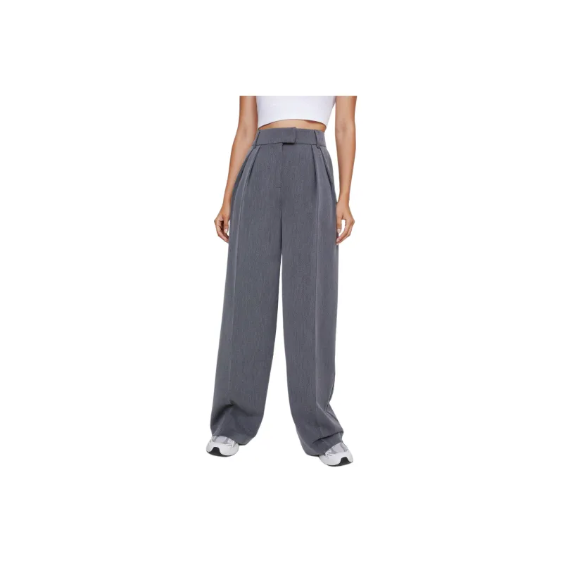 NASTY GAL Essentials Double Pleat Straight Leg Trouser Casual Pants Women's Gray-0