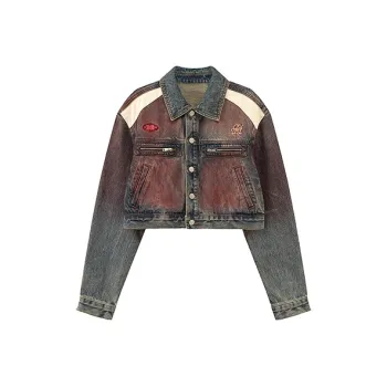 CHUU Cropped Coats Women's Medium Denim Blue