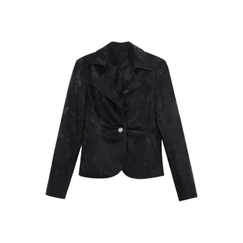 SAPIC OFFICIAL Leather Jacket Women's Black