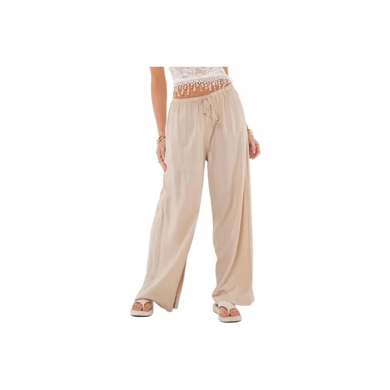 PRINCESS POLLY OGILVIE LINEN BLEND PANTS Casual Pants Women's BEIGE/Beige-0